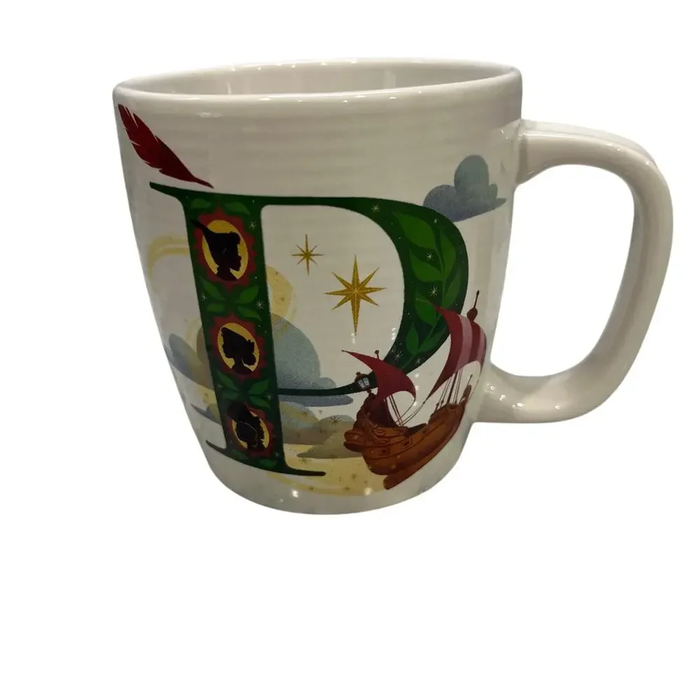 Disney Parks ABC Collection Mug Letter P Is For Peter Pan Flight Ceramic Cup